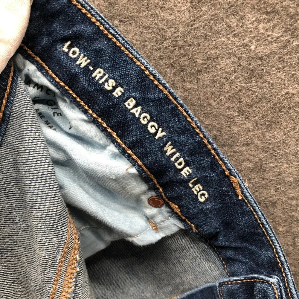 American Eagle Low Rise Baggy Wide Leg Jeans Womens 14 X-Long Y2K Slouchy